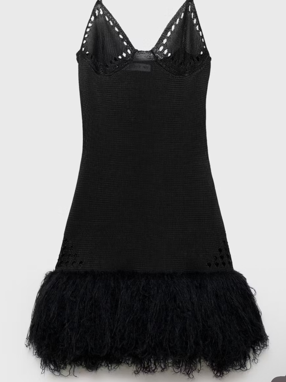 MANGO Black Sheer Knit mini dress with Feather Hem - Picture 6 of 6